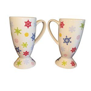 Whittard Of Chelsea Patterned Snowflake Latte Mugs Set Of 2 7 Inches Tall